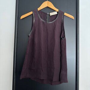A.L.C. Purple Silk Sleeveless Top with Snakeskin Piping Size XS (Made in USA)